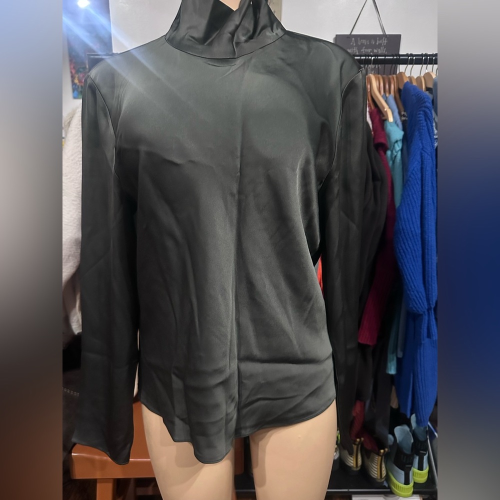 Babaton Forest Green Satin Blouse